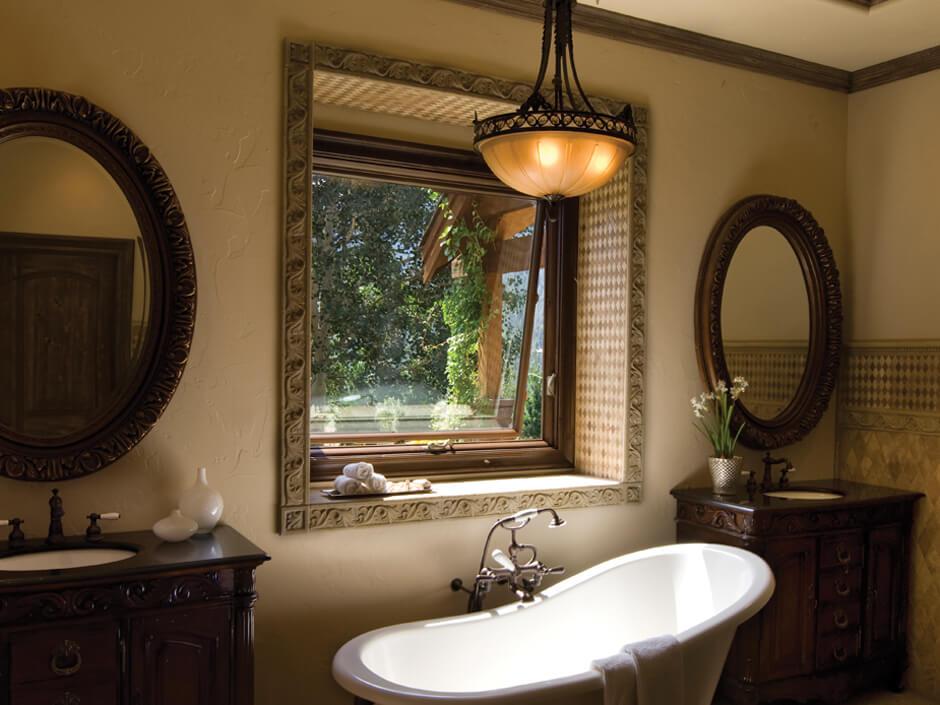 Wood interior awning window