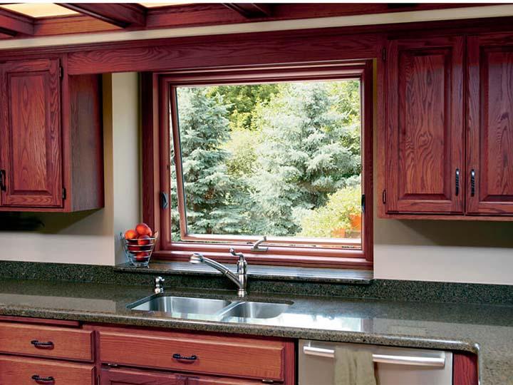 Wood interior awning window
