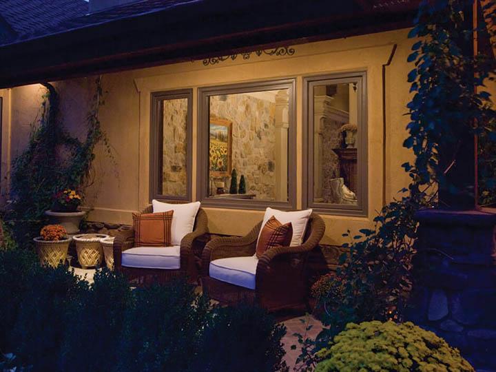 Sandtone casements & picture window
