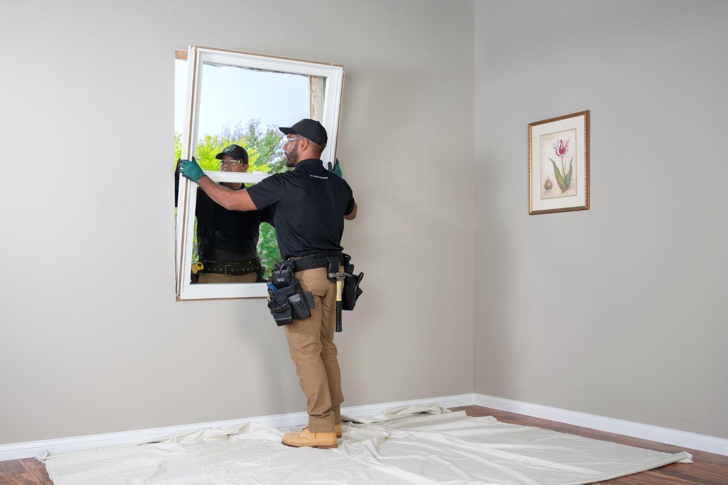 Renewal by Andersen Window replacement experts installing a window