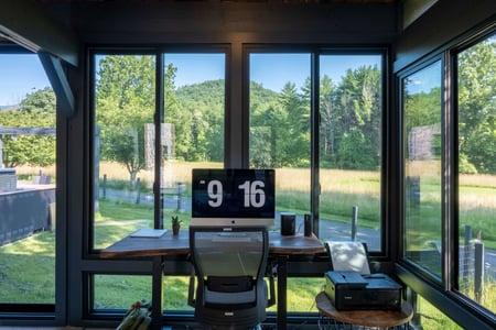 Anthony Carrino's Catskill screen porch workspace