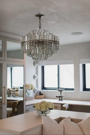 The dressing table and pendant light in Breegan Jane's primary suite. It has glider windows.